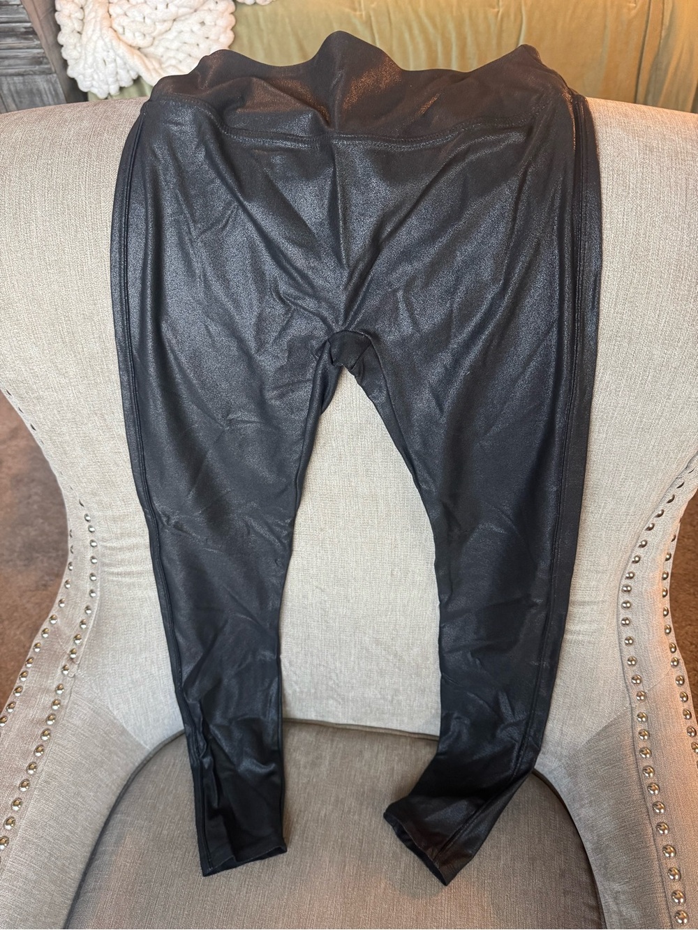 Women’s Faux Leather Leggings - Black